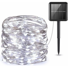 Aca Lighting LED solárna reťaz, 200 LED, 20 m + 2 m, studená biela, IP44, 8 funkcií