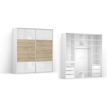 Image 1 of BRW Гардероб FLEX - 220.7*66*240 - бял гланц / дъб сонома (17/220-66-240/white-mat/sosnma-white-glanc/flex/brw)