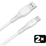 AVAX CB4301 2x 18W USB-A към USB-C бързо зарядно устройство, силиконов кабел, 1, 5 м, бял AVAX_CB4301 (AVAX_CB4301)