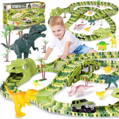 Malplay Mega Race Track Set Xxxl Dino Park s 240 El- Jurská závodní dráha pro vlastní sestavení auto