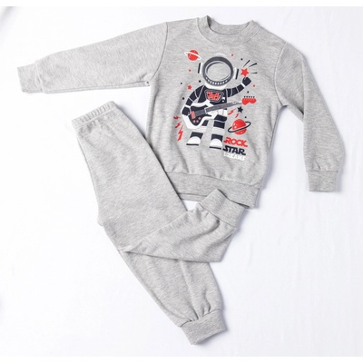 JOYCE Chlapecké bavlněné pyžamo ROCK STAR šedá