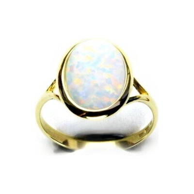 Čištín zlatý syntetický bílý opál žluté zlato T 1454