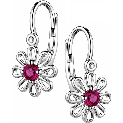 Zlaton Náušnice bílé zlato květina s rubínem 1.3g 1.4cm 000462603245