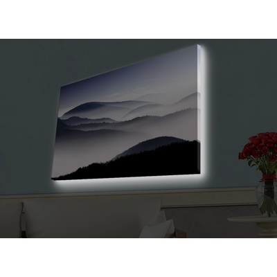 ASIR Obraz na plátně MLHAVÝ LES s led osvětlením 45 cm