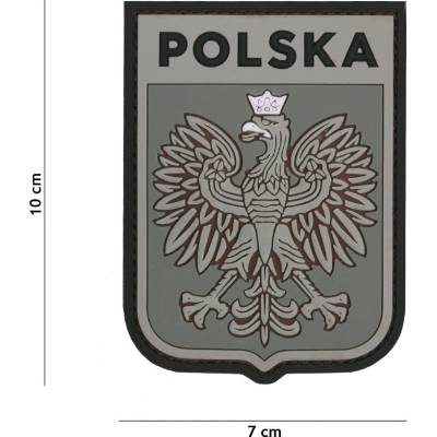 Gumová nášivka 101 Inc znak Polsko - sivá