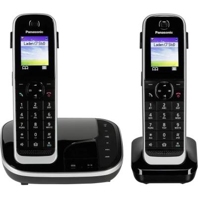 Panasonic KX-TGJ322GB family telephone with answering machine (cordless telephone duo, handset, low radiation, call protection, DECT base station) black