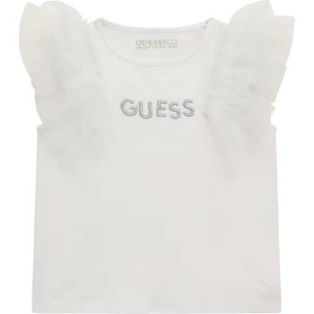 GUESS Бял потник с тюлени презрамки за мини момиче с бродиран надпис Guess