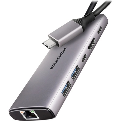 AXAGON USB докинг станция AXAGON HMC-6G2L, 2x USB-A 10Gbps, 1x USB-C 10Gbps, HDMI 4K/60Hz, RJ-45, PD 100W (HMC-6G2L)