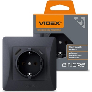 Videx КОНТАКТ videx ШУКО usb a+usb c vf-bnsk1guc-bg ГРАФИТ (02040104)