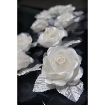 Květy růže saténové krémové - přísavky - 10ks