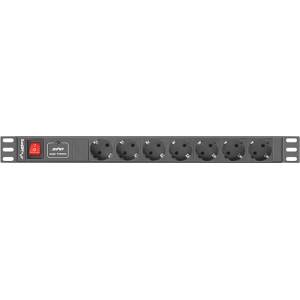 Lanberg power distribution unit (PDU) 19"1U 16A 7 SOCKETS SCHUKO 2M, black (PDU-07F-0200-BK)