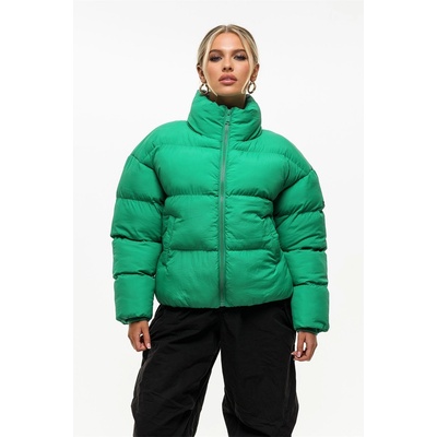 Good For Nothing Дамско яке Good For Nothing Womens Oversized Funnel Neck Puffer Jacket - Green