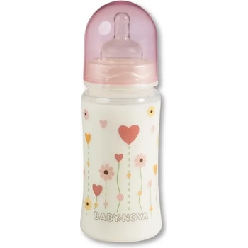 Baby-Nova Пластмасово шише с широко гърло Baby Nova PР - 300 ml, Цветя (48002)