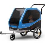 KLARFIT Goldie Buggy, ремарке за велосипед, 324 л, макс. 40 кг, сгъваем, устойчив на атмосферни влияния (BCT1-Jogger Blue) (BCT1-Jogger Blue)