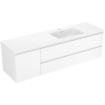 Mexen Rivel шкаф за баня 160 см с мивка Otis дясна, 2S, 1D, набраздена, бяла мат - 91A23-16047-3-BBFFF01-W18P01 (91A23-16047-3-BBFFF01-W18P01)