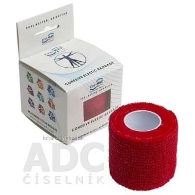 Kine-MAX Cohesive Elastic Bandage elastické samofixačné ovínadlo 5 cm x 4,5 m červené 1 ks