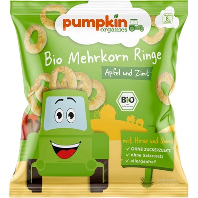 Pumpkin Organics Био зърнени кръгчета Pumpkin Organics - С ябълка и канела, 20 g (202688)
