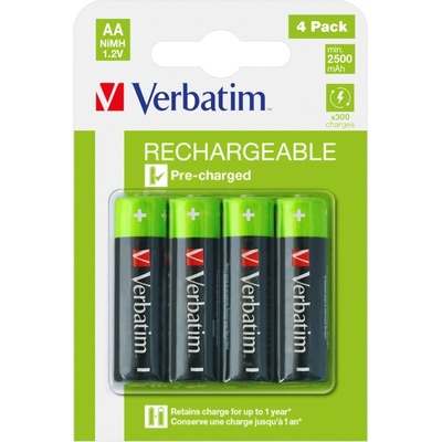 Verbatim RECHARGEABLE BATTERY AA 4 PACK / HR6 (49517)