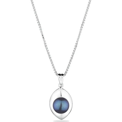 Swan Сребърно колие със сладководна черна перла GP051B Swan