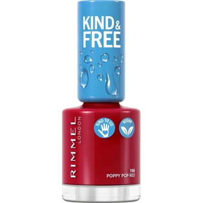 Rimmel London Kind & Free lak na nehty 156 Poppy Pop Red 8 ml