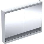 Geberit ONE - Огледален шкаф с LED осветление, 120x90x15 cm, 2 врати, с ниша, алуминий 505.835. 00.1 (505.835.00.1)