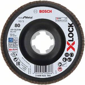 Bosch X-LOCK Ламелен шлифовъчен диск BfM Ø 115 мм, G 80, X571, ъглова версия, пластмаса 2608621765 (2608621765)