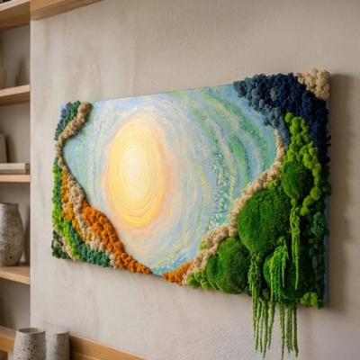 Machový obraz na objednávku s ručnou maľbou – Luxusná 3D dekorácia a dizajn na mieru - 50 × 100 cm