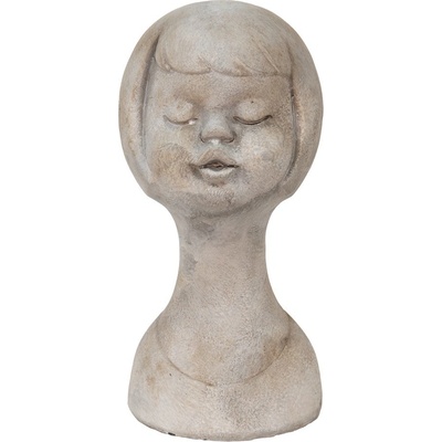 Šedá cementová dekorace busta dívky – 12x11x24 cm