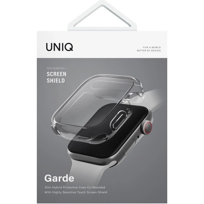Uniq Качествен силиконов (TPU) кейс с вграден протектор за дисплея на Apple Watch 7 45мм, Apple Watch 8 45мм - Uniq Garde Hybrid Apple Watch Case 45mm (прозрачен) (UNIQ-45MM-GARCLR)