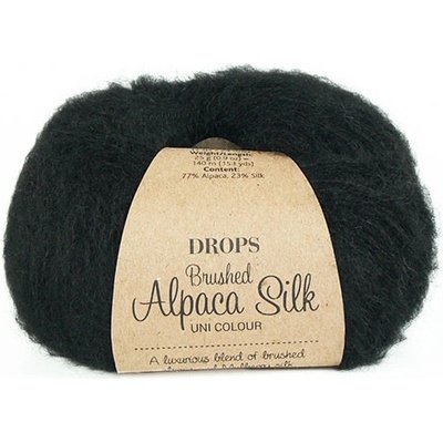 Příze DROPS Brushed Alpaca Silk 16 - černá