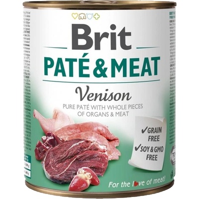 Brit Pate & Meat Venison - Консерва с 26% еленско и 44% пилешко месо 800 гр