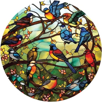 Art Puzzle - Puzzle Round Puzzle Stained Glass Forest Chorus - 570 piese