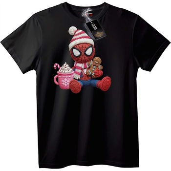 NOONEBRAND Тениска Прошнат Spider-Man Коледа - M, Black