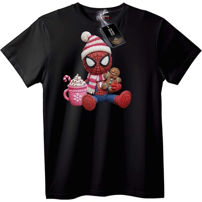 NOONEBRAND Тениска Прошнат Spider-Man Коледа - M, Black