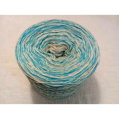 Natur-blue-atoll-gold merino 3-nitka 1000m s lurexovou nitkou