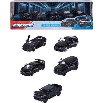 Majorette Подаръчен комплект 5 метални колички Majorette Black Edition 2.0, 7.5 см (8502005000)