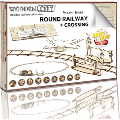 Wooden City 3D puzzle Kruhové koľaje s prejazdom 159 ks
