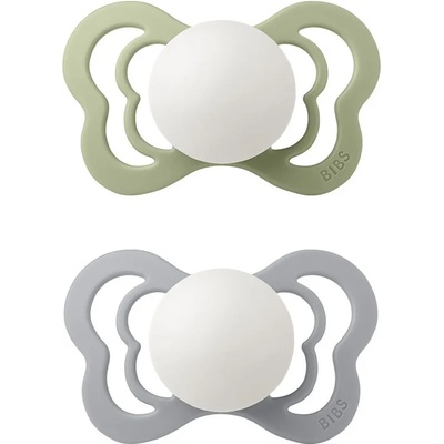 BIBS Couture Glow Silicone Size 2: 6+ months биберон Sage / Cloud 2 бр