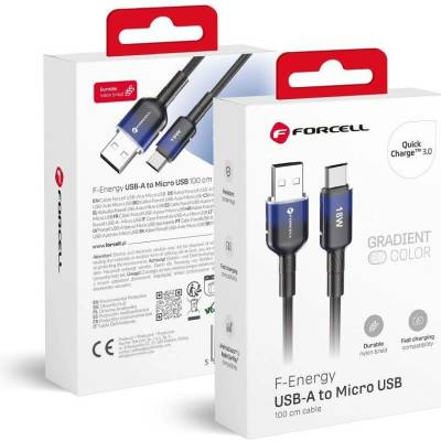Forcell C351 USB A na Micro USB Qc3.0 2,4A 18W Gradient 1m černý