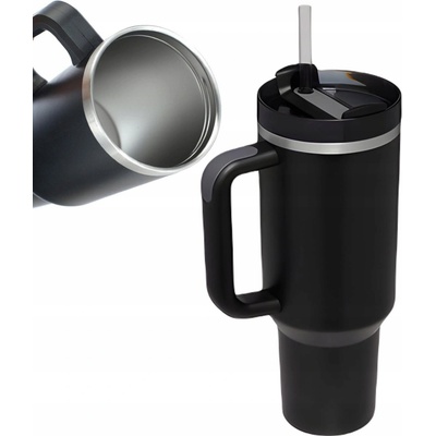 Pronett XJ5557 Termohrnek s uchem a brčkem nerez 1000 ml černý