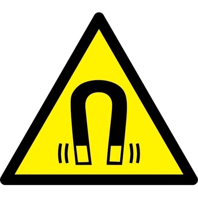 Varovné značení, pozor silné magnetické pole – plast, 400×347 mm