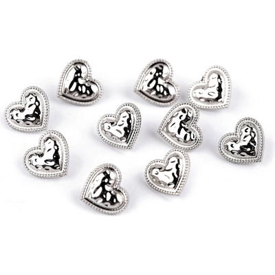 Kovový knoflík srdce velikost 18", velké, 1 stříbrná – Sleviste.cz