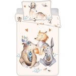Jerry Fabrics Бежово памучно детско спално бельо 100x135 cm Animals "Woodland" - Jerry Fabrics (24BS044)