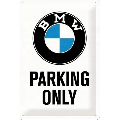 Nostalgic Art Plechová Ceduľa BMW Parking Only Biela