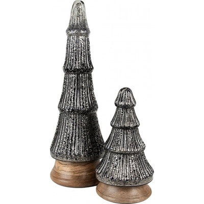 Skleněná vánoční dekorace třpytivého stříbrného stromečku 13*24 cm Clayre & Eef