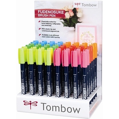 Tombow Маркер Fudenosuke твърд дисплей неон (48) (WS-BH-48P-2-A)