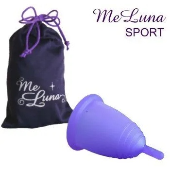 Image 1 of Me Luna Менструална чашка Me Luna размер L плюс 10 таблетки за стерилизация Спорт (Sport) Пръчица Синьо - лилав