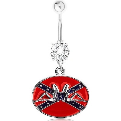 Šperky eshop piercing do pupíku ocel zirkon konfederační vlajka ženské siluety PC20.10
