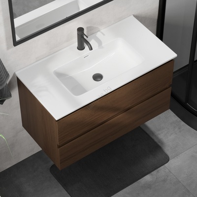 Bath Deluxe Шкаф за баня с умивалник kenwood 91 см орех/бял (setbt0124b)
