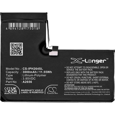 Cameron Sino Батерия за iPhone 13 Pro CAMERON SINO Li-Polymer 3.85V/3000mAh, съвместима с Apple A2656, ЧЕРНА CS-IPH264SL (CS-IPH264SL)